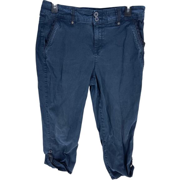 Gloria Vanderbilt Capri Pants Women Size 8 Blue Mid Rise Casual Cotton Blend - Picture 1 of 6